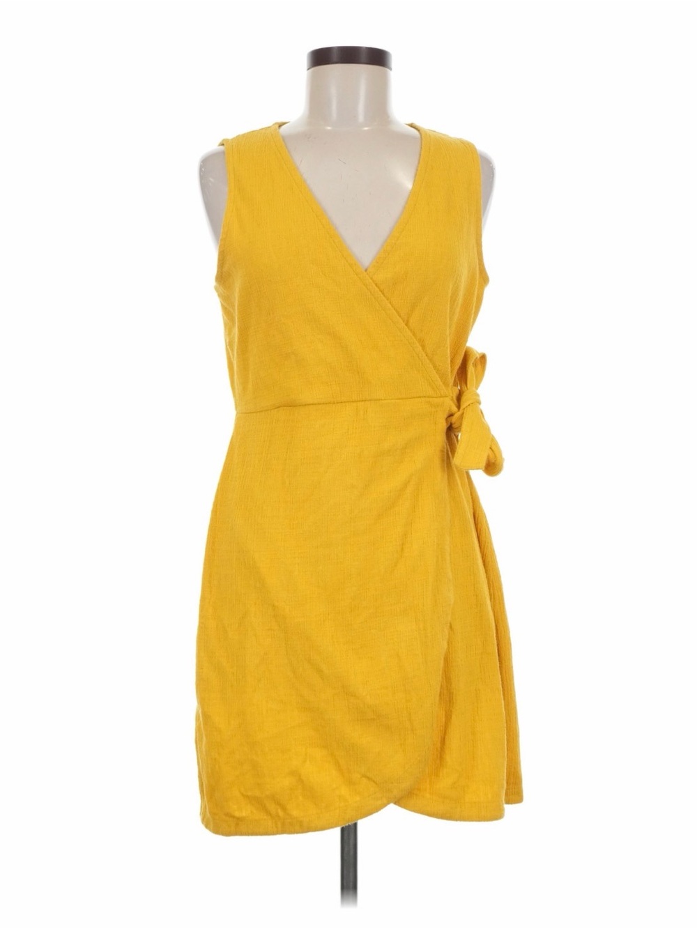 Madewell Gold/Mustard Wrap-Style Midi Dress with Side Tie